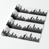 New York Skyline Black Big Apple Modern City Cadeaupapier (Uitgerold)