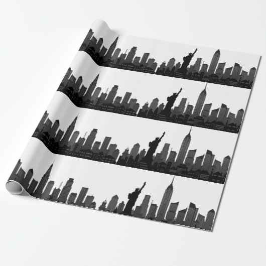 New York Skyline Black Big Apple Modern City Cadeaupapier (Uitgerold)