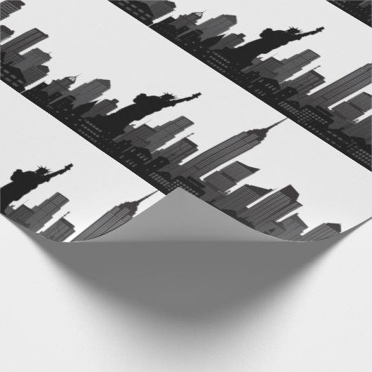 New York Skyline Black Big Apple Modern City Cadeaupapier (Hoek)
