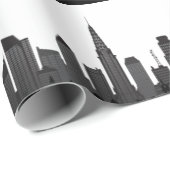 New York Skyline Black Big Apple Modern City Cadeaupapier (Rol Hoek)