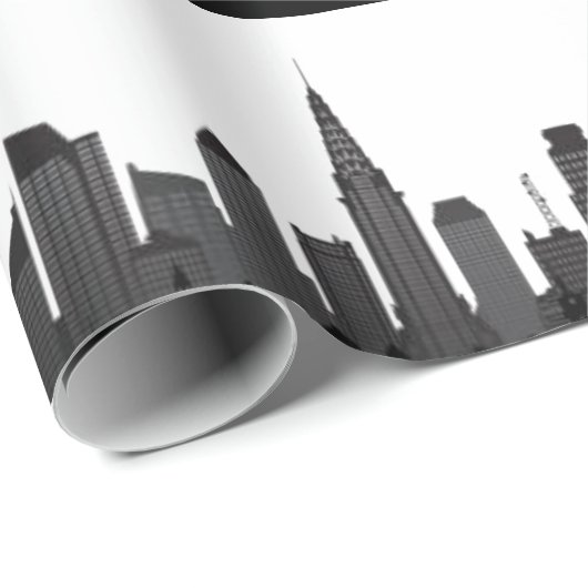 New York Skyline Black Big Apple Modern City Cadeaupapier (Rol Hoek)