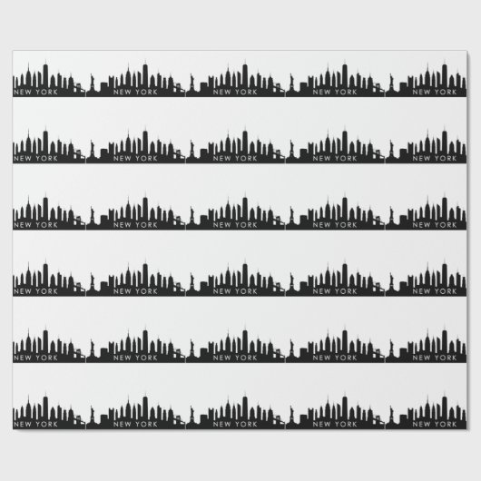 New York Skyline Black Big Apple Modern City Wrapp Cadeaupapier (Vlak)