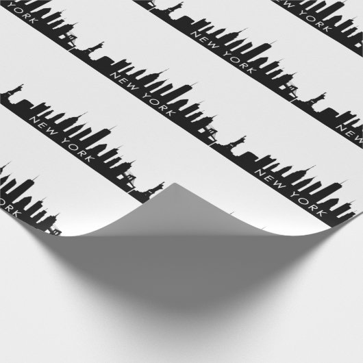 New York Skyline Black Big Apple Modern City Wrapp Cadeaupapier (Hoek)