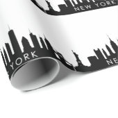 New York Skyline Black Big Apple Modern City Wrapp Cadeaupapier (Rol Hoek)