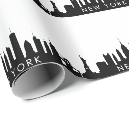 New York Skyline Black Big Apple Modern City Wrapp Cadeaupapier (Rol Hoek)
