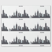 New York Skyline Black Big Apple Modern City Wrapp Cadeaupapier (Vlak)