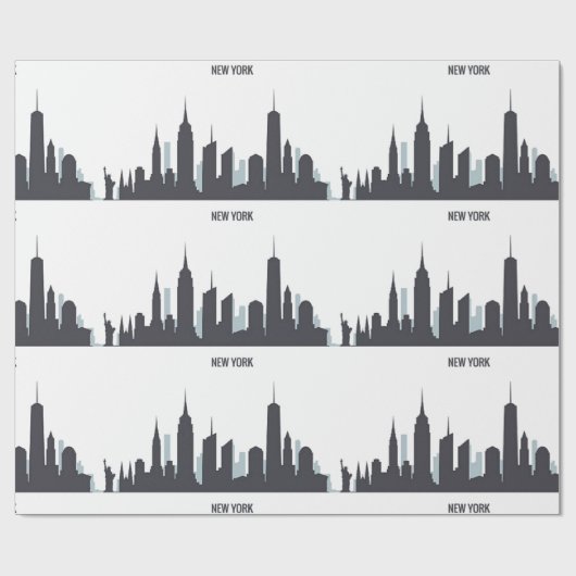 New York Skyline Black Big Apple Modern City Wrapp Cadeaupapier (Vlak)