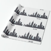 New York Skyline Black Big Apple Modern City Wrapp Cadeaupapier (Uitgerold)