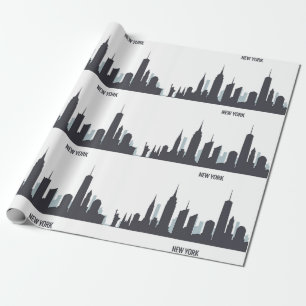 New York Skyline Black Big Apple Modern City Wrapp Cadeaupapier