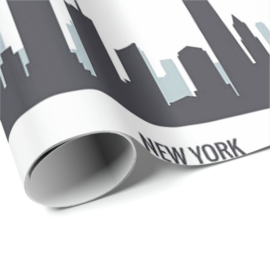 New York Skyline Black Big Apple Modern City Wrapp Cadeaupapier (Rol Hoek)