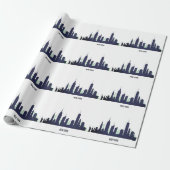 New York Skyline Blue Big Apple Modern City Cadeaupapier (Uitgerold)