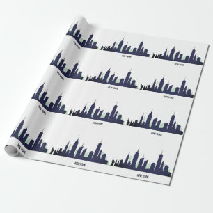 New York Skyline Blue Big Apple Modern City Cadeaupapier