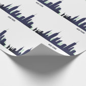 New York Skyline Blue Big Apple Modern City Cadeaupapier (Hoek)