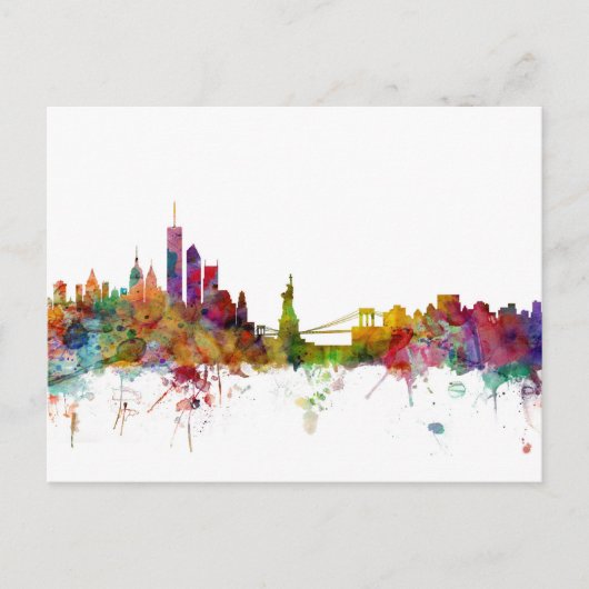New York Skyline Briefkaart (Voorkant)