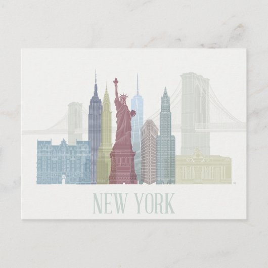 New York Skyline Briefkaart (Voorkant)