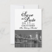 New York Skyline Brooklyn Wedding Save the Date in Kaart (Voorkant)