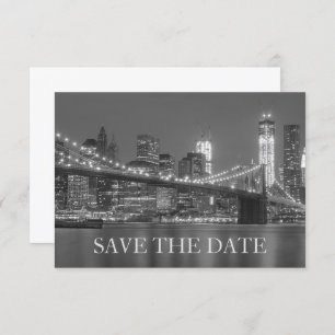 New York Skyline Brooklyn Wedding Save the Date Kaart