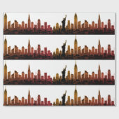 New York Skyline Brown Big Apple Modern City Cadeaupapier (Vlak)