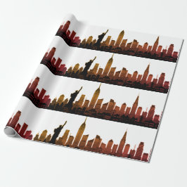 New York Skyline Brown Big Apple Modern City Cadeaupapier