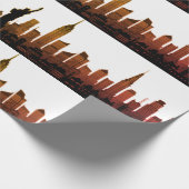 New York Skyline Brown Big Apple Modern City Cadeaupapier (Hoek)