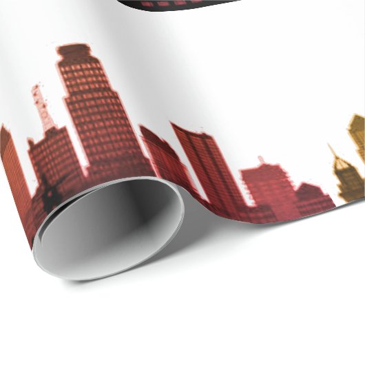 New York Skyline Brown Big Apple Modern City Cadeaupapier (Rol Hoek)