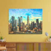 New York Skyline Canvas Afdruk (Insitu (Woonkamer))