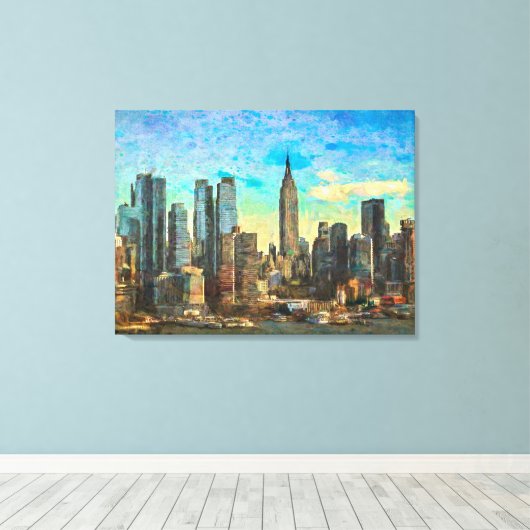 New York Skyline Canvas Afdruk (Insitu (Houten vloer))