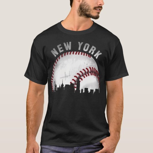  New York Skyline City Baseball T-shirt (Voorkant)