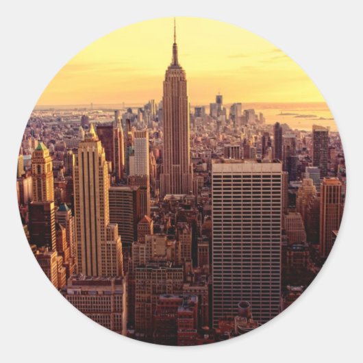 New York skyline city met Empire State Ronde Sticker (Voorkant)