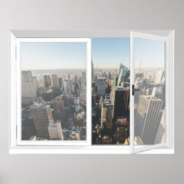 New York Skyline City Uitzicht Fake Window Poster