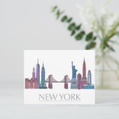 New York Skyline Colored Buildings Briefkaart (Staand voorkant)