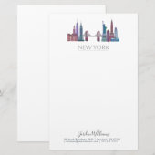 New York Skyline Colored Buildings Briefpapier (Voorkant / Achterkant)