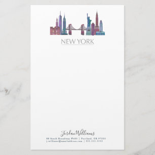 New York Skyline Colored Buildings Briefpapier