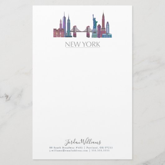 New York Skyline Colored Buildings Briefpapier (Voorkant)