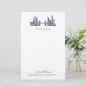New York Skyline Colored Buildings Briefpapier (Staand voorkant)