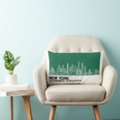 New York Skyline + coördinaten in Green Cushion Kussen (Stoel)