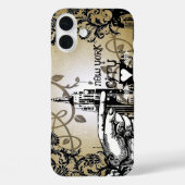 New York Skyline Damask Burnt Vines iPhone Case (Achterkant)