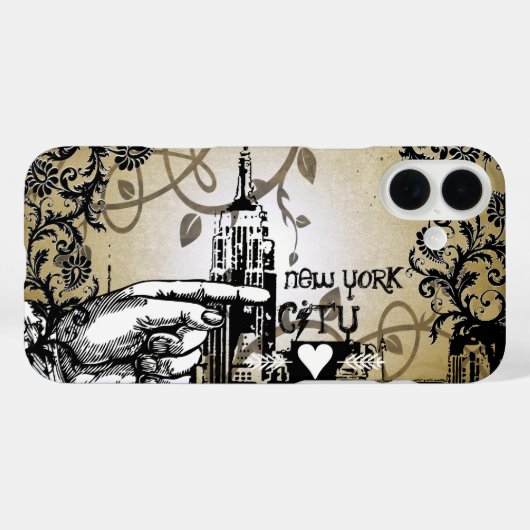 New York Skyline Damask Burnt Vines iPhone Case (Achterkant (horizontaal))