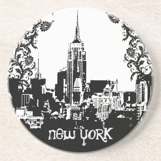 New York Skyline Damask Onderzetters (Voorkant)