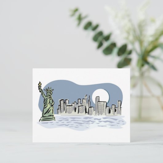 New York Skyline door Moonlight Briefkaart (Staand voorkant)