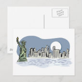 New York Skyline door Moonlight Briefkaart (Voorkant / Achterkant)