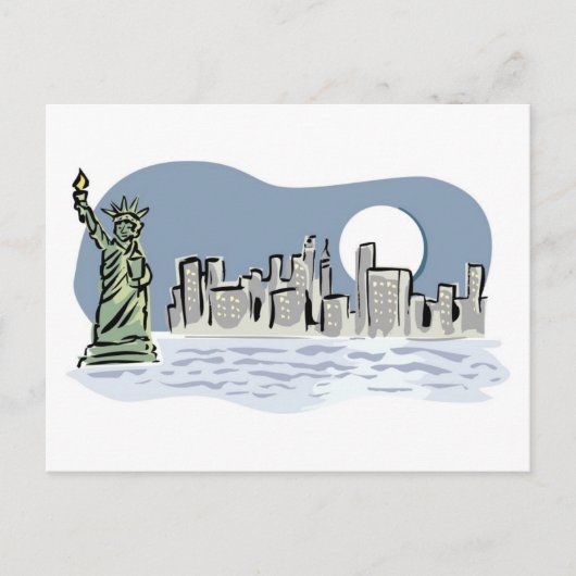 New York Skyline door Moonlight Briefkaart (Voorkant)