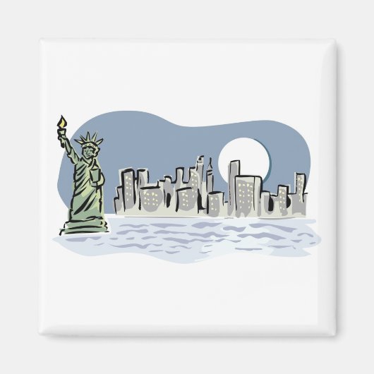 New York Skyline door Moonlight Magneet (Voorkant)