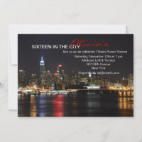 New York Skyline door Night Invitation