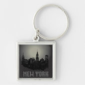 New York Skyline Downtown bouwt Monogram Sleutelha Sleutelhanger (Voorkant)