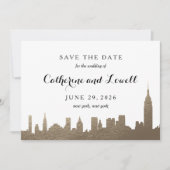 New York Skyline Faux Gold Save the Date (Voorkant)