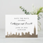 New York Skyline Faux Gold Save the Date (Staand voorkant)