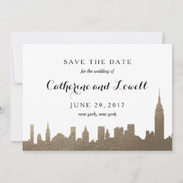 New York Skyline Faux Gold Save the Date