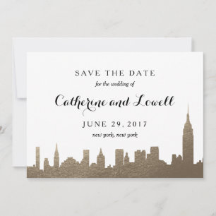 New York Skyline Faux Gold Save the Date