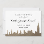 New York Skyline Faux Gold Save the Date (Voorkant)